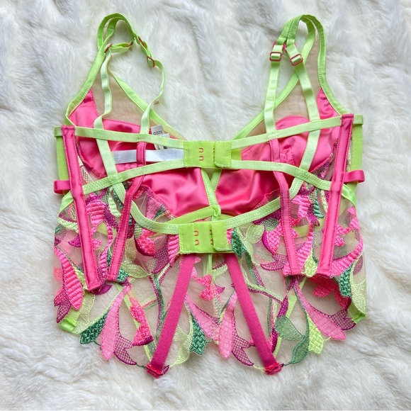 NWOT love and lemons petunia embroidery bustiers longline bra - Picture 6 of 9